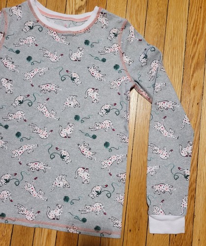 Cuddl Duds Thermal Pajama Top Long Sleeve Shirt Waffle Insulated Cats Girls XL - Picture 3 of 9