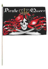 12x18 12"x18" Jolly Roger Pirate Queen Stick Flag wood staff 100D