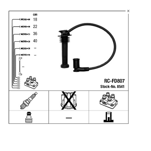 KIT CAVI ACCENSIONE FORD FIESTA - C-MAX - FOCUS - FUSION - PUMA NGK PER 1335369 - Imagen 2 de 6