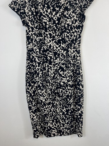 Vestido Vaina Max Mara Studio Mujer Reino Unido 12 Negro Blanco Floral Cuello Redondo - Imagen 10 de 11