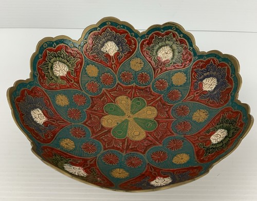 Hand painted Brass Bowl made in India, Beautiful colors - Picture 5 of 8