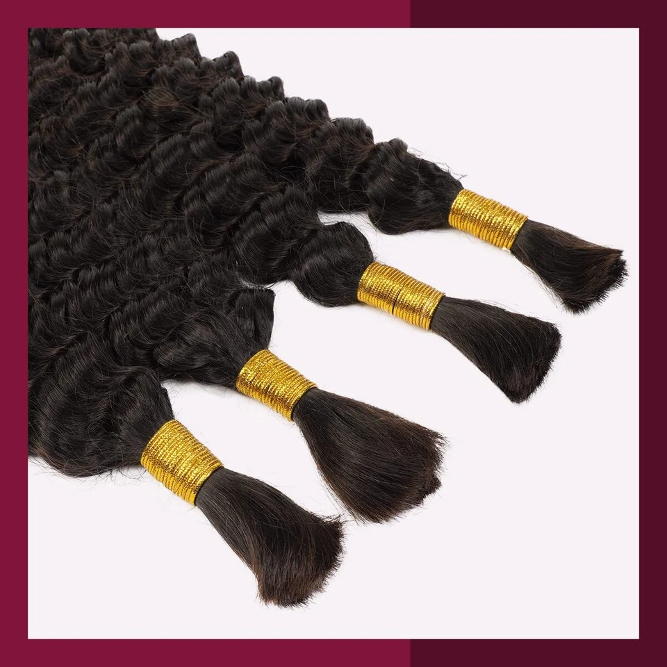 Cabello humano rizado profundo a granel para trenzar micro trenzas cabello sin trama 100 g/paquete Foto 4 de 4