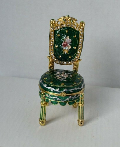 SILLA VERDE ESMERALDA CON JOYAS BARATIJA/JOYERO - HERMOSA - Imagen 2 de 8