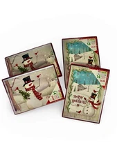 Holiday Boxed Christmas Cards Snowman Design – 14 Cards w/ Envelopes - Set of 4 