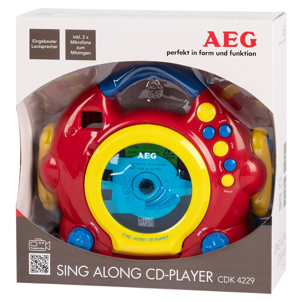 AEG CDK 4229 Kinder Karaoke CD-Player mit 2 Mikrofonen und Lautsprecher