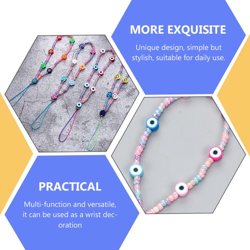 2 Pcs Hand Wrist Lanyard Accessory -Slip Rope Beaded Strap - Zdjęcie 3 z 12