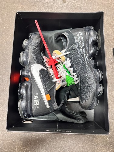 Used Men Size 4.5 2017 Nike Air VaporMax x Off-White The Ten AA3831-001 Black - Picture 3 of 10