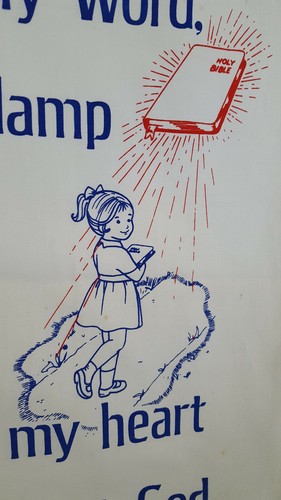 Extremely Rare Pledge To The Bible School House Cloth Poster Flag 1940s - Picture 5 of 12