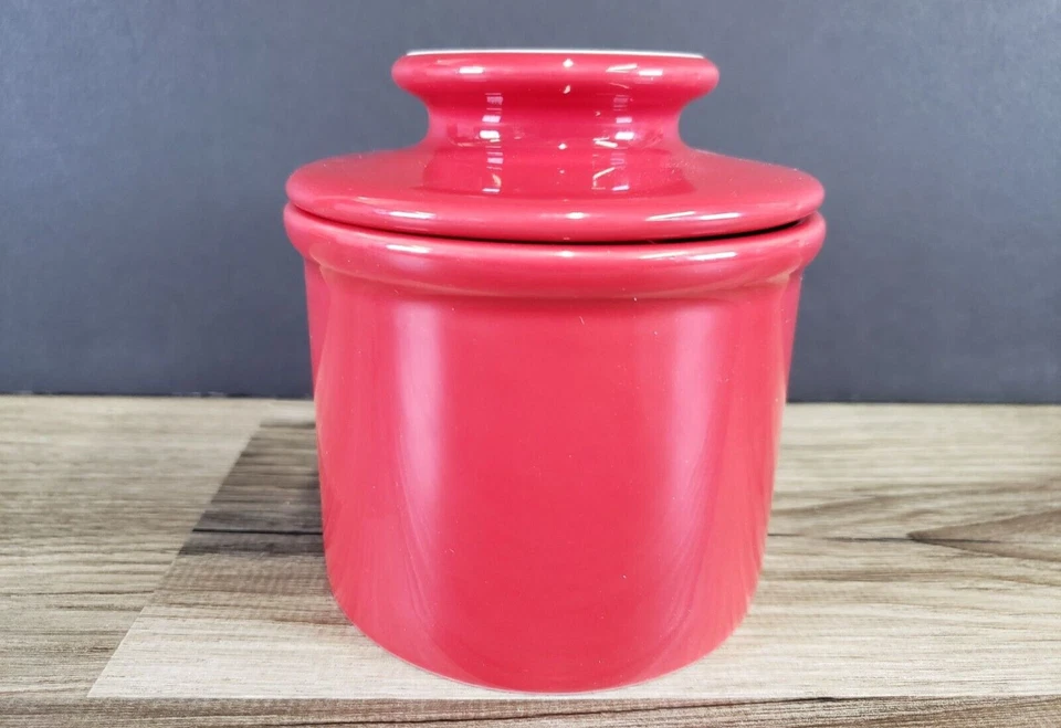BUTTER BELL CROCK Red Ceramic 4.25" TALL - Image 4 of 4