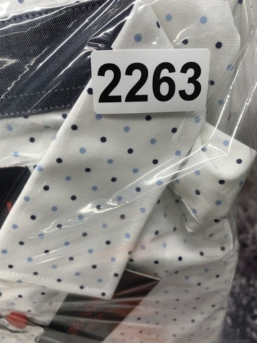 Linea Uomo Stretch Button Down Shirt Mens Large Navy White Polka Dot WLSFANCY - Picture 15 of 15