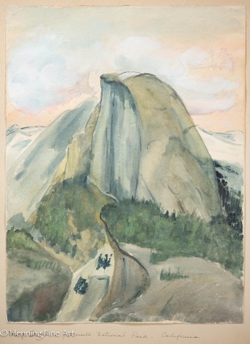 Stunning Impressionist Painting Half Dome Yosemite Landscape Illegibly Signed - Picture 2 of 9