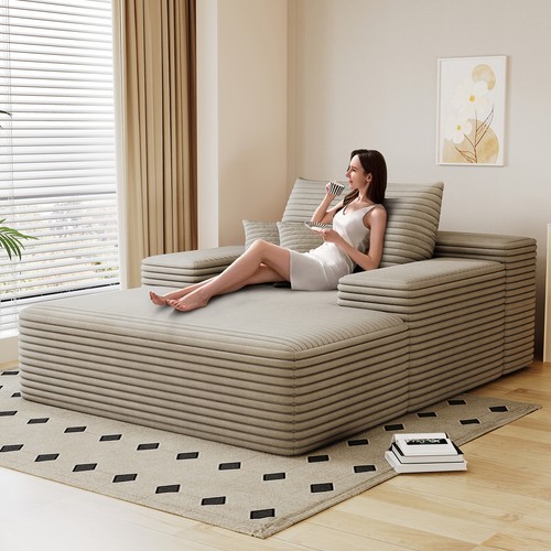 Indoor Chaise Lounge Chair Oversized Plush Upholstered Sofa Bed Sleeper Couch - Picture 9 of 9