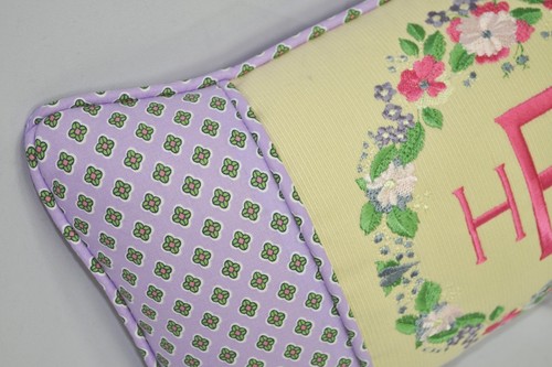 Personalized Embroidered Pillow made w Ralph Lauren Studio Purple Foulard Fabric - Picture 4 of 4