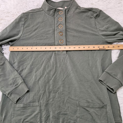 Soft Surroundings Women Olive Green 1/4 Button Up Long Sleeve Sweater Tunic Sz L - Picture 3 of 9