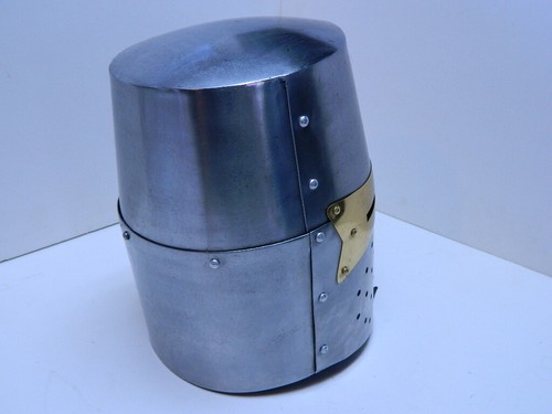 Metal Knight Helmet Medival Crusader Jousting Armor - Picture 4 of 7