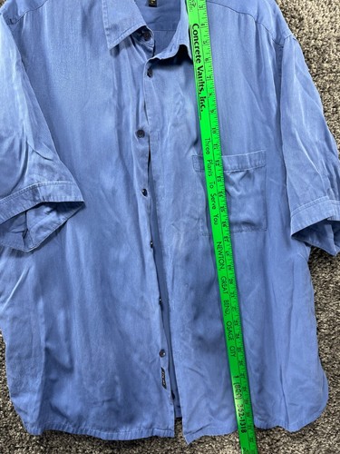 Murano Men's Short Sleeve Button Up Silk Shirt Blue Lightweight Size Large - Picture 11 of 12