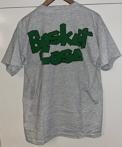 T-shirt vintage années 90 vert jour panier étui, gris, moyen point unique daté 1994 - Photo 3/8