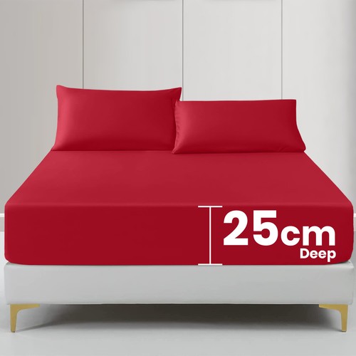 Fitted Sheet 25cm Extra Deep Single Double King & Super King Size Bed Sheets UK - Picture 14 of 201