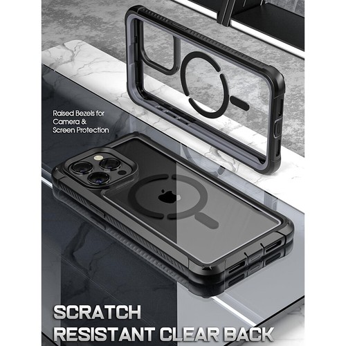 For Apple iPhone15 Pro 6.1 Inch with MagSafe Full Body Hybrid Rugged Cover Black - Picture 1 of 6