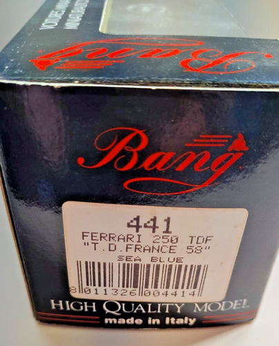 Bang 1/43 Scale Metal Model - 441 FERRARI 250 TDF 'T.D FRANCE 58' SEA BLUE BNIB - Picture 8 of 8