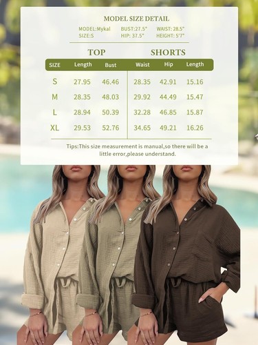 2 Piece Lounge Wear Set for Women – Oversized Shirt & Shorts Pajama Outfit 2025 - Picture 78 of 150