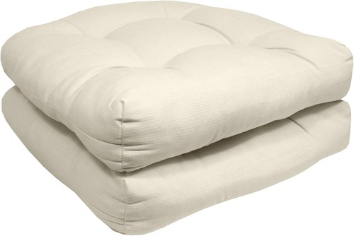 Sweet Home Collection Patio Cushions Tufted Chair Pads 19x19x5 Cream 2 Pack - Picture 3 of 3