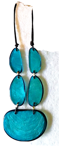 Teal Blue Aqua Necklace 22" Bold Lucite Statement Compliments Abound! Macy's