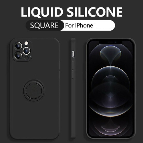 For iPhone Liquid Silicone Case With Finger Ring Holder Stand Shockproof Cover - Picture 15 of 44