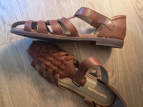 HUSH PUPPIES Wren Size 11 M Cognac Leather Ankle Strap Women Sandals MSRP $100 - Picture 5 of 5