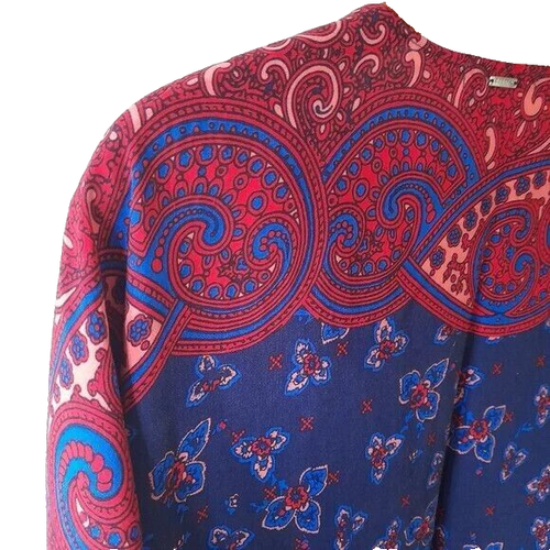 RUSTY Modern Love Cape Boho Print Colourful Tassel Fringe Kimono Duster Size L - Picture 13 of 16