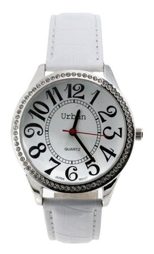 Urban Damen große silberne Diamant Zifferblatt PU Lederarmband Uhr japanischer Quarz - Bild 12 von 13