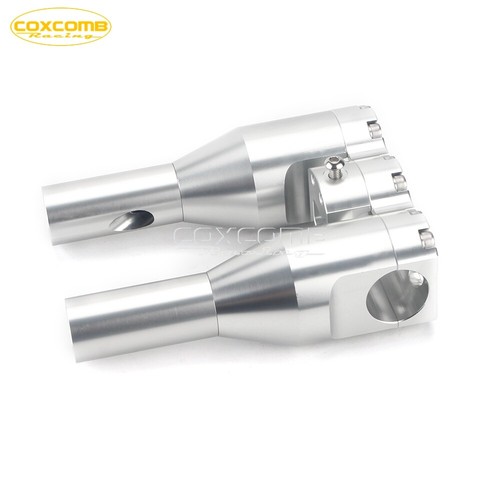 6"+1" Silver Handlebar Risers Mount 1-1/4" Bar Clamp For Harley Softail FXST - Picture 8 of 10