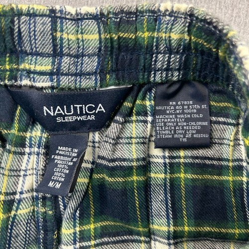 Nautica Pants Mens Medium Green Tartan Fleece Drawstring Sleepwear Pajamas NWT - Picture 2 of 10
