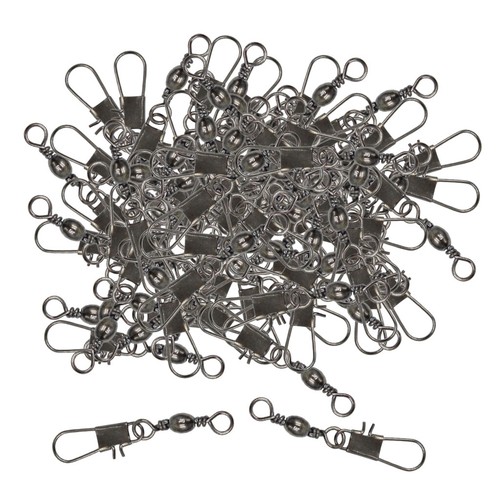 100 Mixed Size Barrel Swivel Snap Lock Coarse Carp Sea Fishing Hook Tackle - Picture 3 of 7