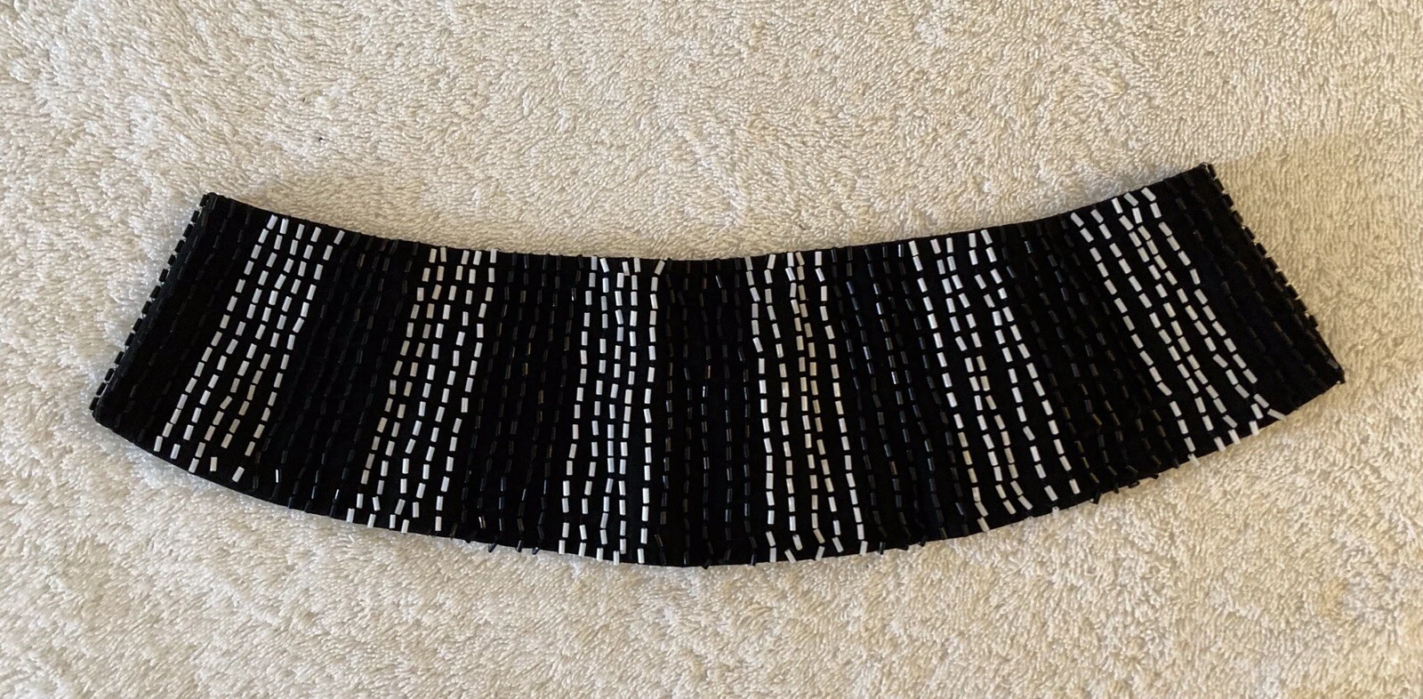 Ceinture de soirée profilée laine noire perles Christian Dior Sportwear taille 8   RARE