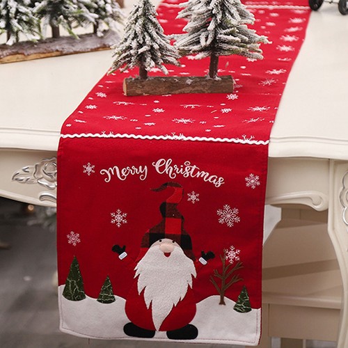 Carino Elf Natale Decorazioni Per La Tavola Da Pranzo Runner In Lino - Foto 5 di 7