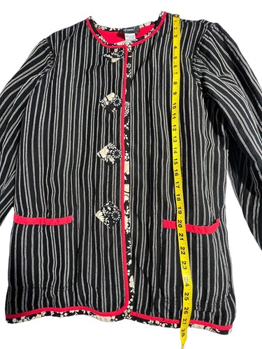 Koos of Course Jacket Womens Medium Black Stripe Long Sleeve Reversible Red Flaw - Picture 14 of 16