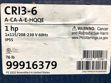 Grundfos 99916379 CRI3-6 A-CA-A-E-HQQE 1hp 115/208-230V 60Hz - NIB  In USA Stock