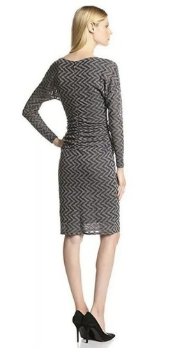Plenty by Tracy Reese Women’s Geo Gauzy Jersey Long Sleeve Sheath Dress Grey M - Picture 2 of 2