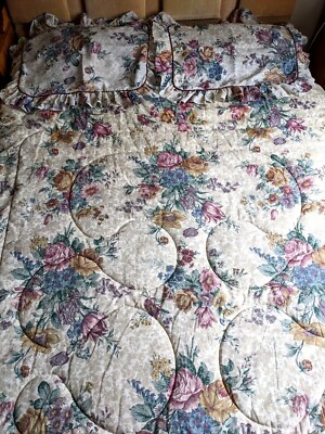 Vintage Dan River Bedding Set 3 Psc Floral Cotton Blend Standard Made In USA