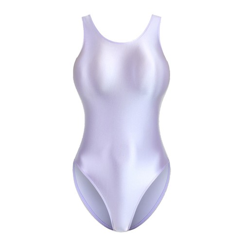 MJINM Damen's Glitzer Einteiler Bademode Hohe Taille Ärmellos Swimwear Leotards - Picture 13 of 41