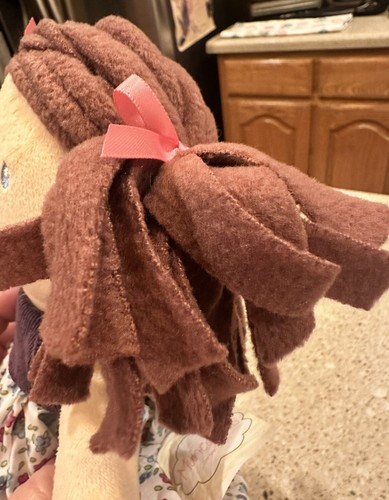 Munequitas Brown Hair Plush Soft Toy Rag Doll Prpl Floral Dress By Home Goods - Picture 9 of 14