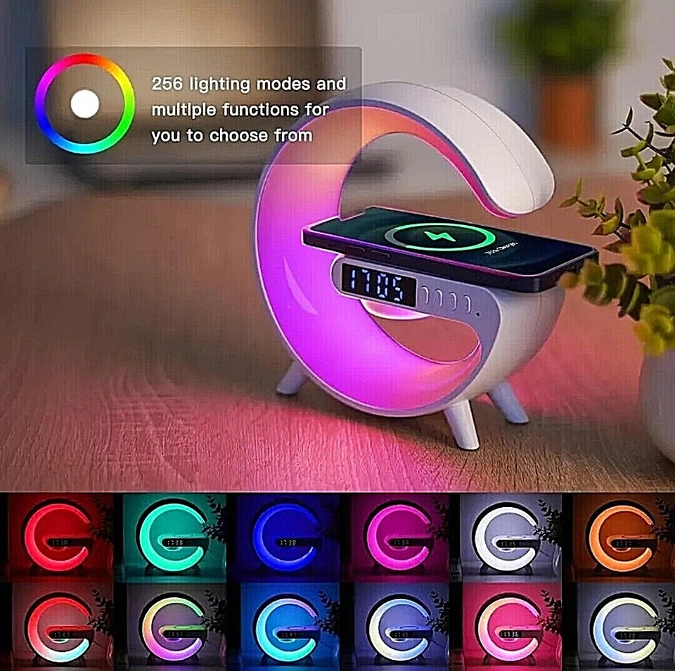 Smart LED Night Light Wireless Charger Bluetooth Speaker Alarm Clock Sleep Lamp - Image 4 of 4