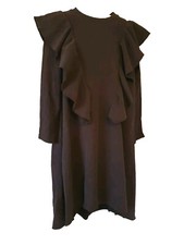 And & Other Stories Black Ruffle Dress Oversize Paris Atelier UK 8 Eur 36 Jersey