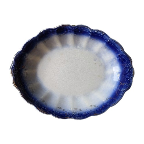 ANTIKE LA FRANCAISE HALBGLAS FLOW BLAU SERVIERPLATTE + 2 SCHALEN, 5 - Bild 2 von 16