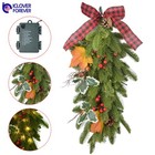 26" Prelit Artificial Christmas Teardrop Swag LED Xmas Wreath Door Wall Decor