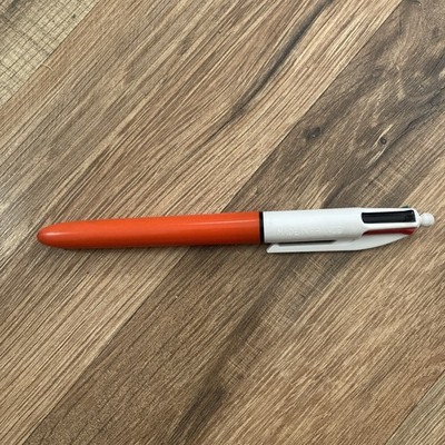 Vintage Bic 4-Color Ballpoint Pen White & Orange Barrel Retractable Needs Ink