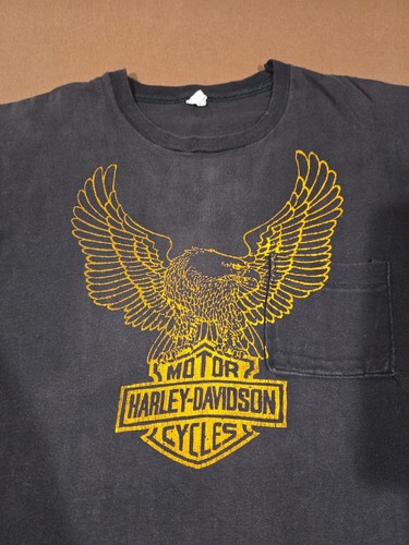 Vintage Harley Davidson T Shirt 70s 80s Sz M Single Stitch Quincy IL Faded - Picture 1 of 10