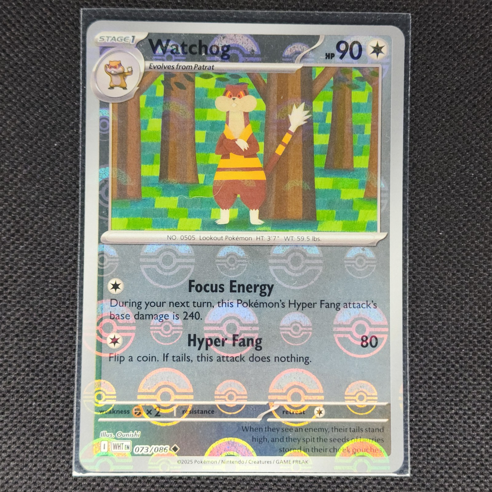 Watchog - 073/086 - Pokeball Holo - White Flare - Pokemon Card - NM/M