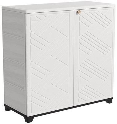 Resin Outdoor Storage Cabinet 60 Gallon Waterproof White with Shelving